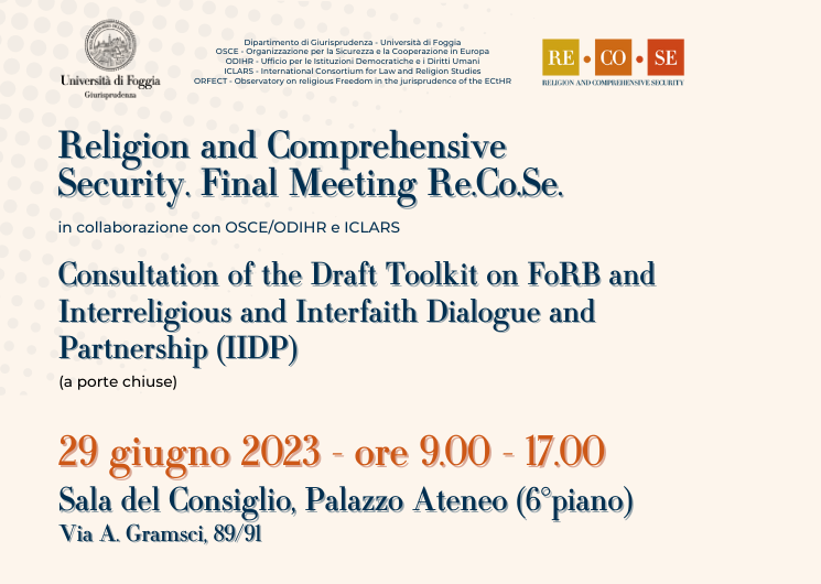 Religion and Comprehensive Security. Final Meeting Re.Co.Se