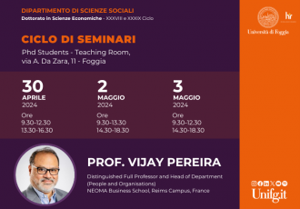 ciclo di seminari con il prof. Vijay Pereira